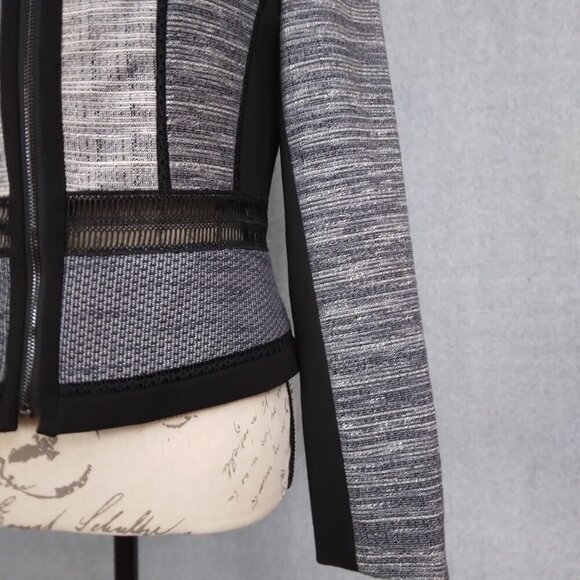 WHBM | Momento Multi Tweed Blazer Jacket Black‎ Navy Gray | Size 4 - Picture 3 of 10